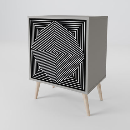 POLYGON ILLUSION 1-Door Sideboard in Grey Finish