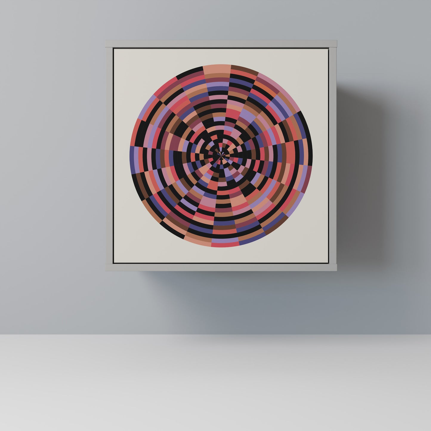 BROWN CIRCLES 1-Door Sideboard in Grey Finish