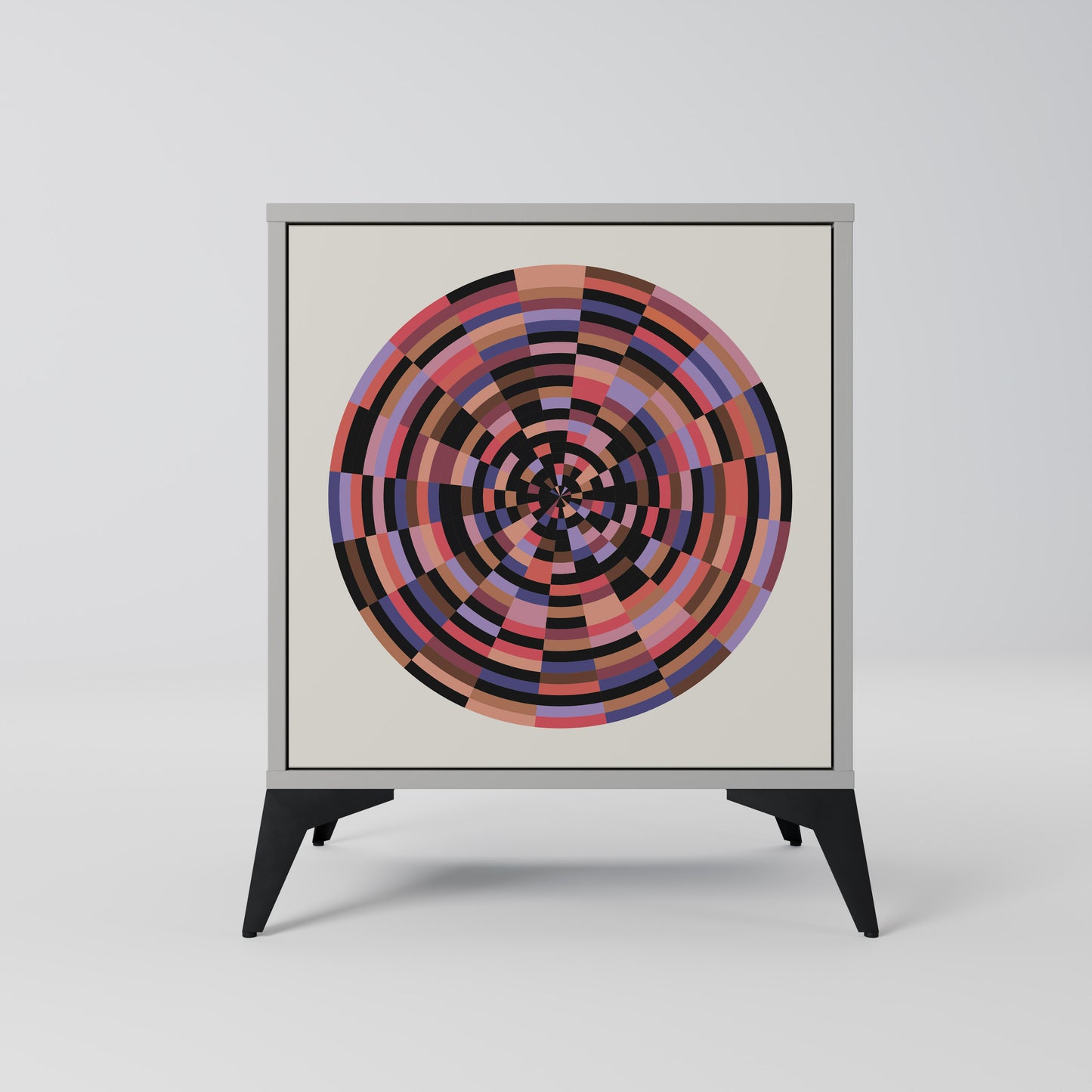 BROWN CIRCLES 1-Door Sideboard in Grey Finish