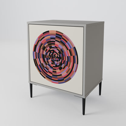 BROWN CIRCLES 1-Door Sideboard in Grey Finish