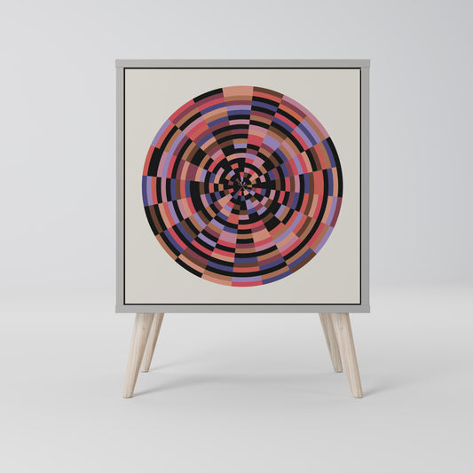 BROWN CIRCLES 1-Door Sideboard in Grey Finish