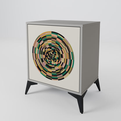 GREEN CIRCLES 1-Door Sideboard in Grey Finish