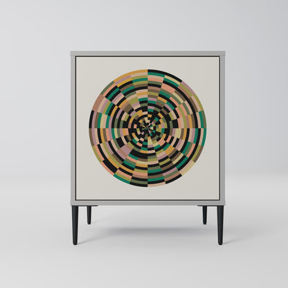 GREEN CIRCLES 1-Door Sideboard in Grey Finish