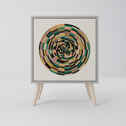 GREEN CIRCLES 1-Door Sideboard in Grey Finish