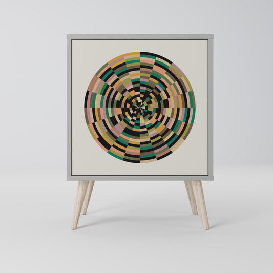 Credenza GREEN CIRCLES a 1 anta con finitura grigia