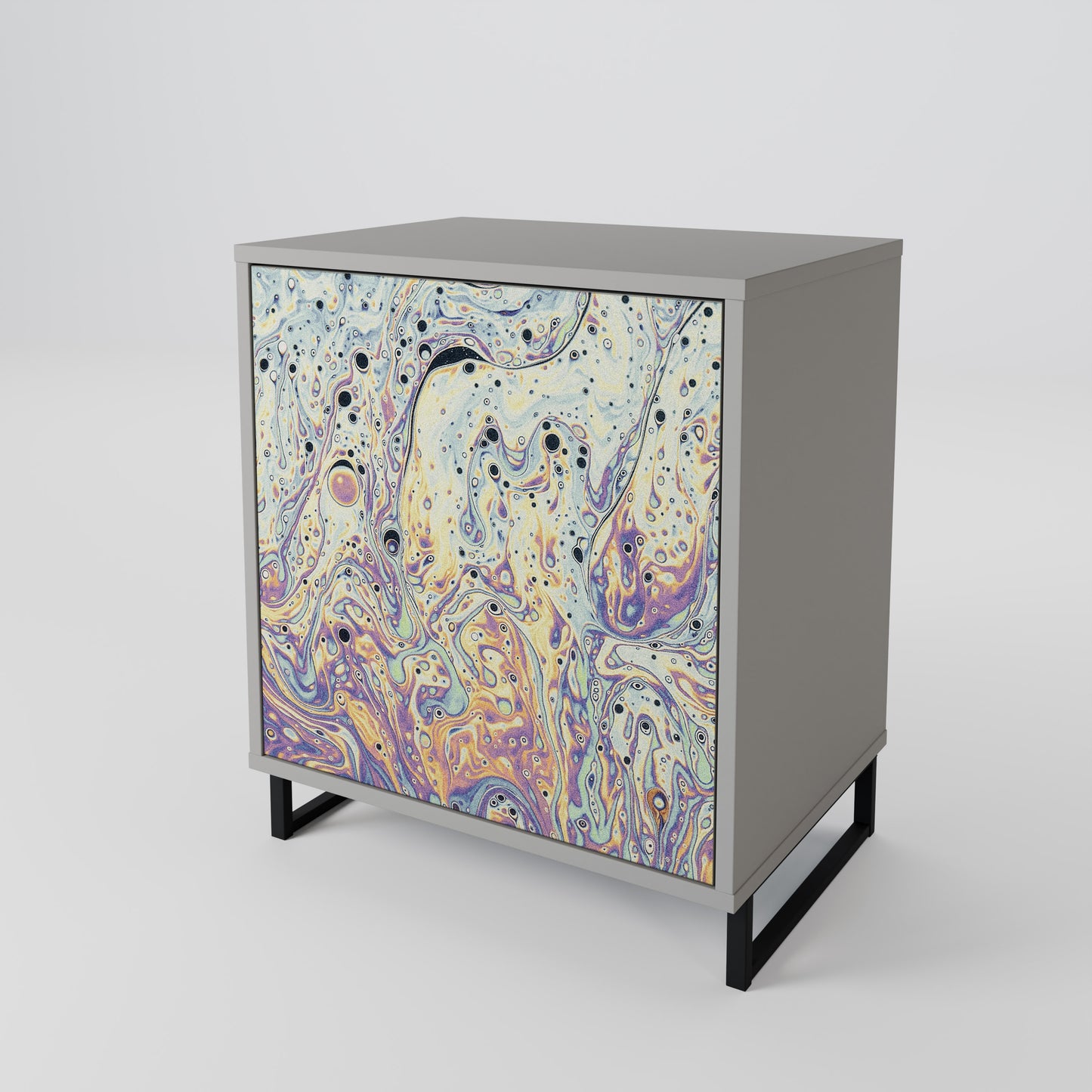 MOSAIC OF COLORS 1-Door Sideboard in Grey Finish