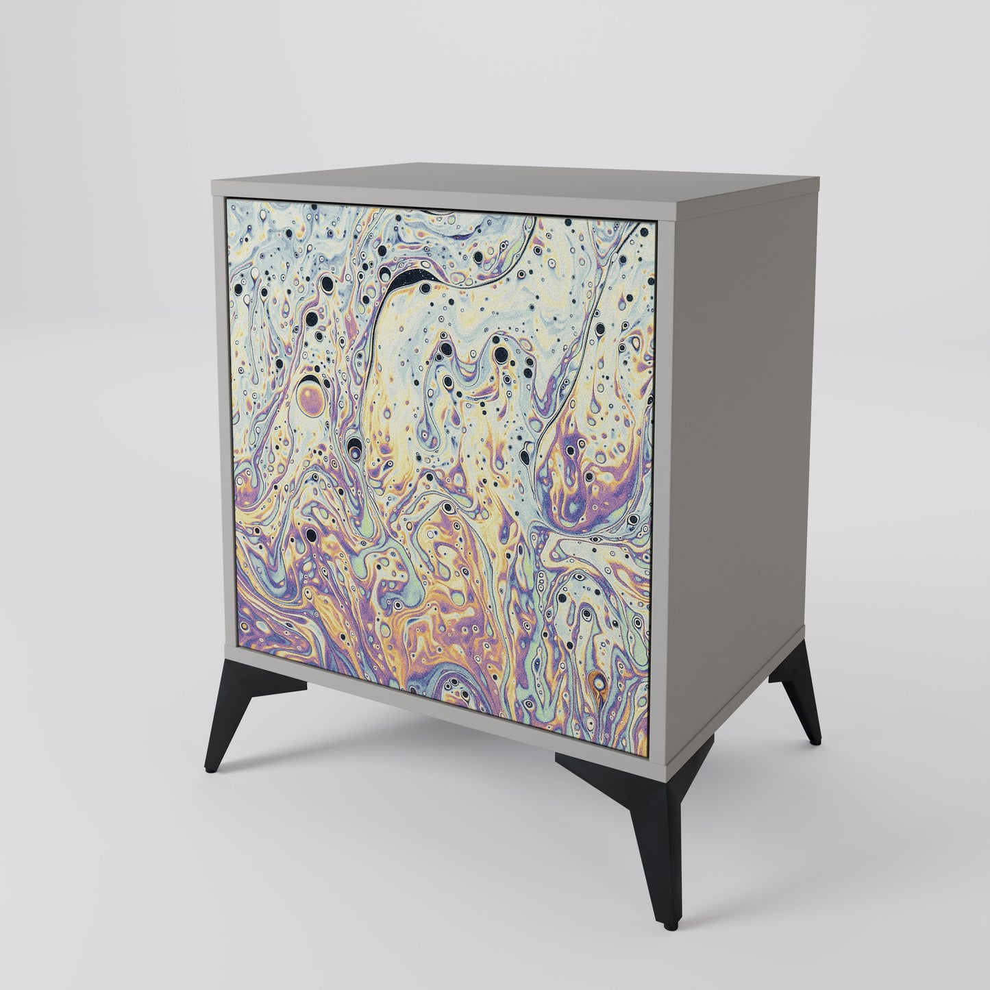MOSAIC OF COLORS 1-Door Sideboard in Grey Finish