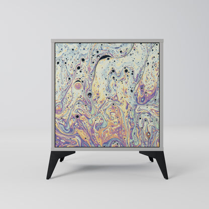 MOSAIC OF COLORS 1-Door Sideboard in Grey Finish