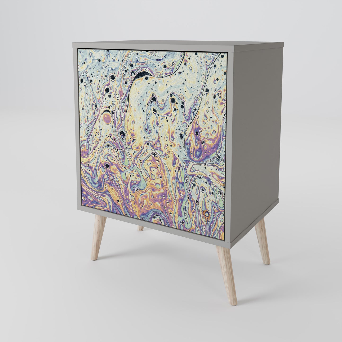 MOSAIC OF COLORS 1-Door Sideboard in Grey Finish