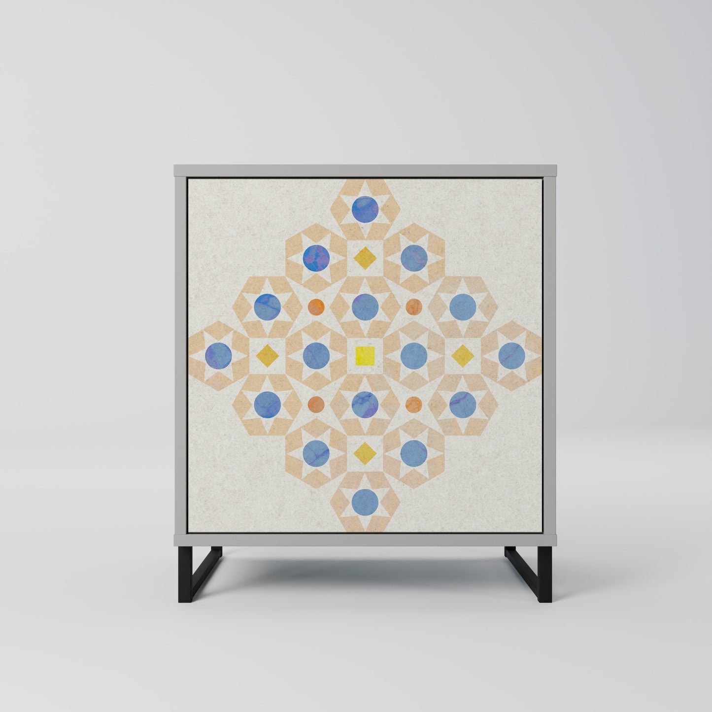 PATTERNED PRISM 1-Door Sideboard in Grey Finish