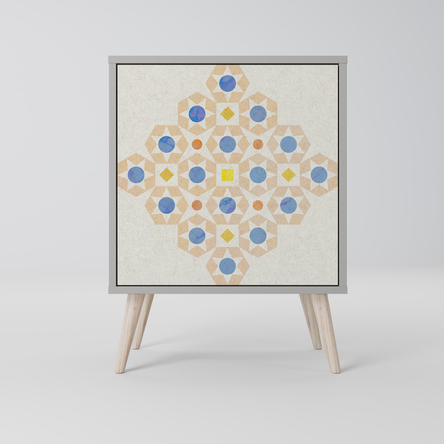 PATTERNED PRISM 1-Door Sideboard in Grey Finish