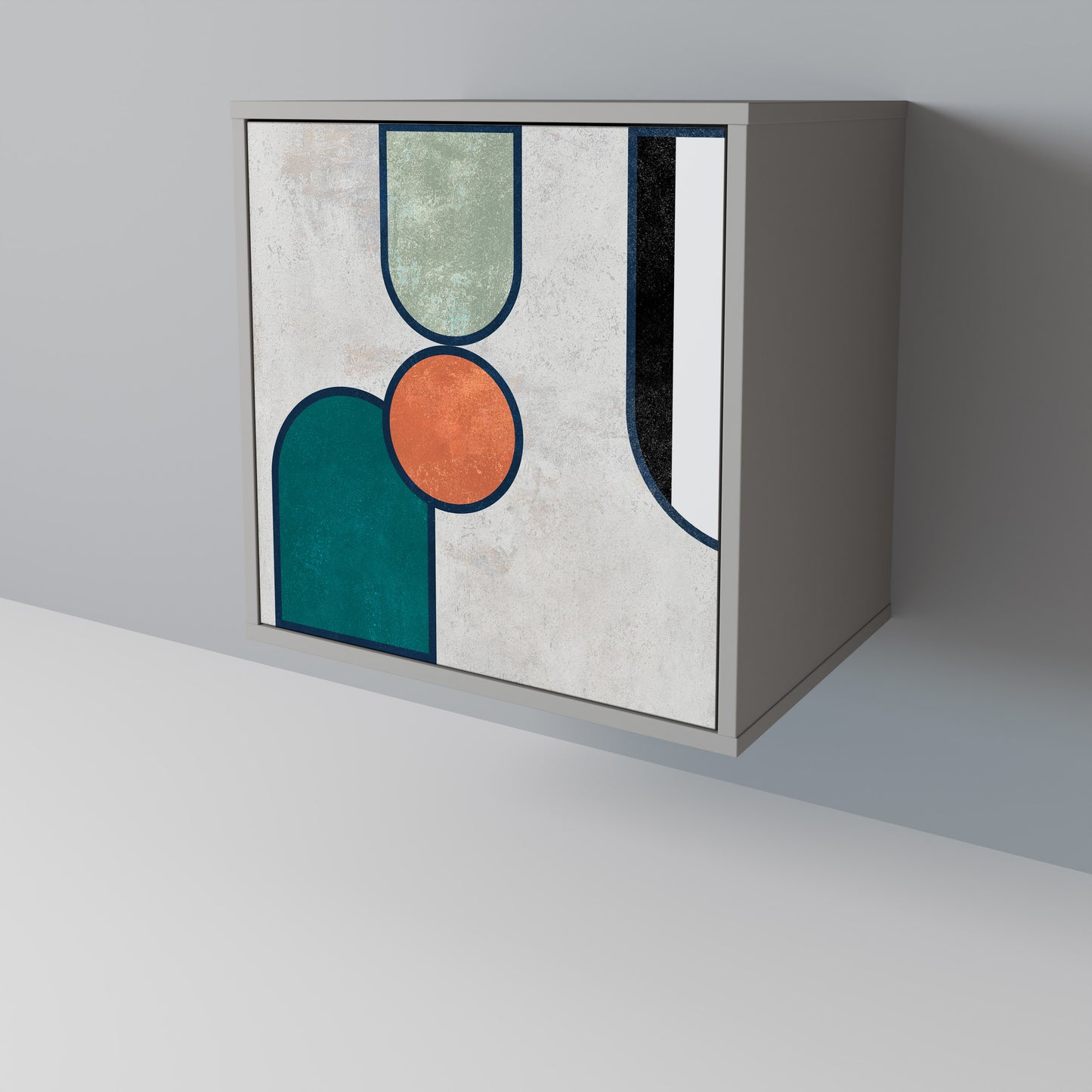 Credenza COOL STORY a 1 anta con finitura grigia