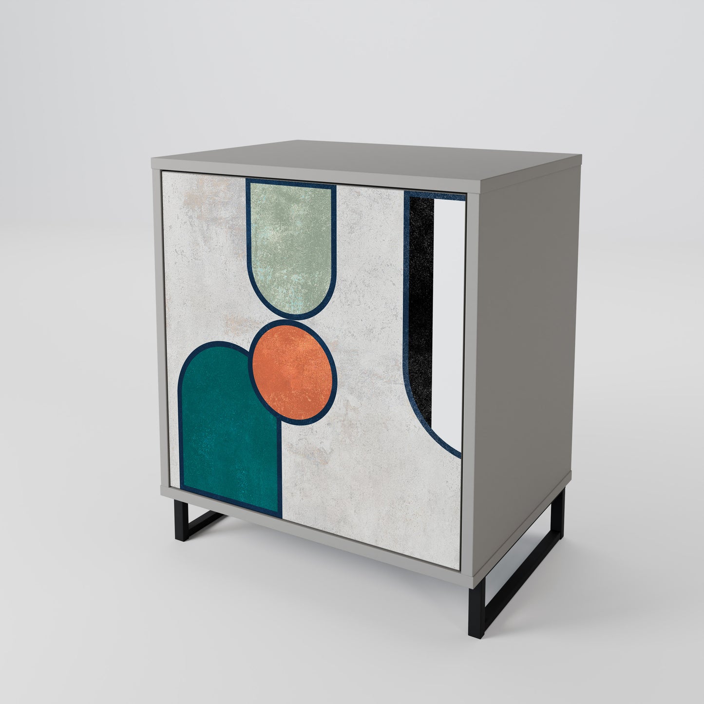 Credenza COOL STORY a 1 anta con finitura grigia