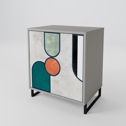 Credenza COOL STORY a 1 anta con finitura grigia