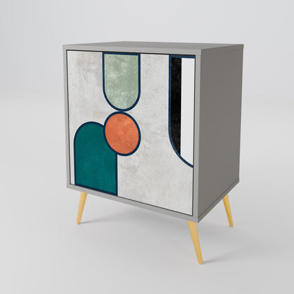 Credenza COOL STORY a 1 anta con finitura grigia