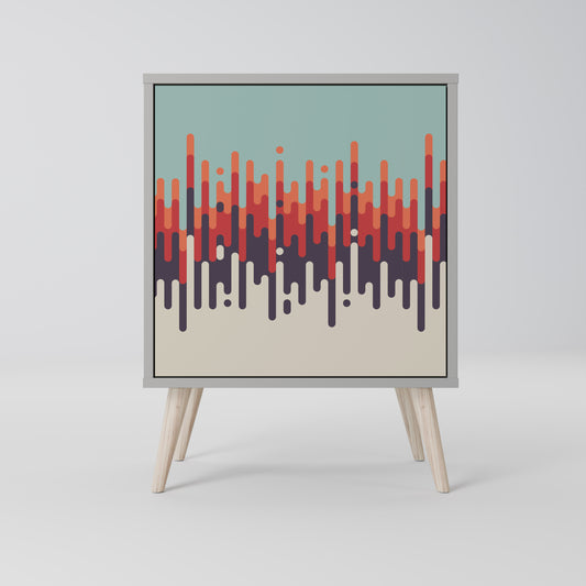 Credenza CHROMA CONTOURS a 1 anta con finitura grigia