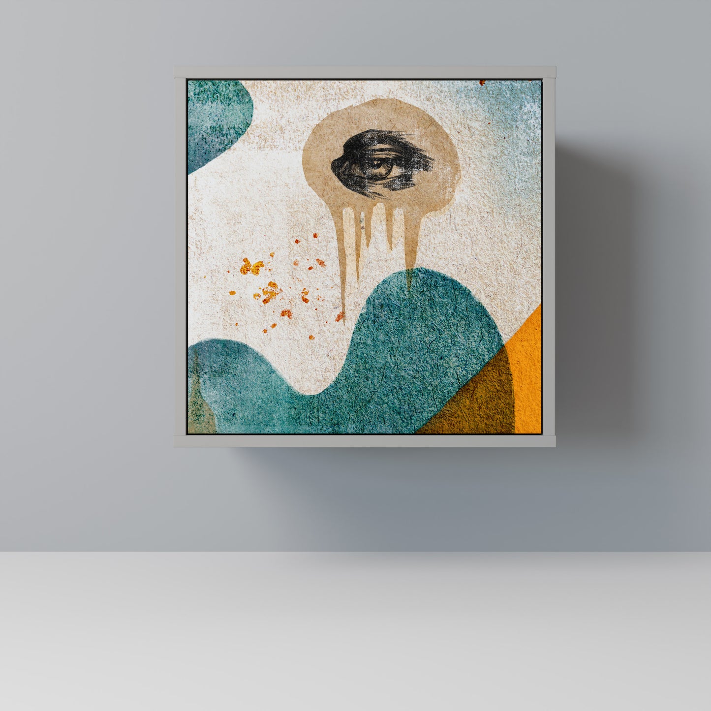 Credenza a 1 anta ABSTRACT FACES in finitura grigia