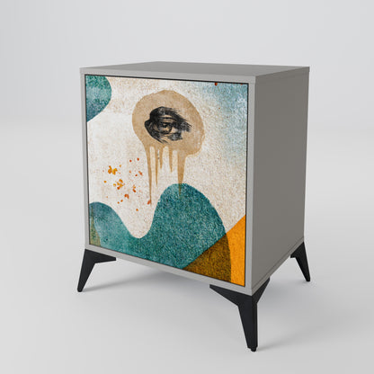 Credenza a 1 anta ABSTRACT FACES in finitura grigia