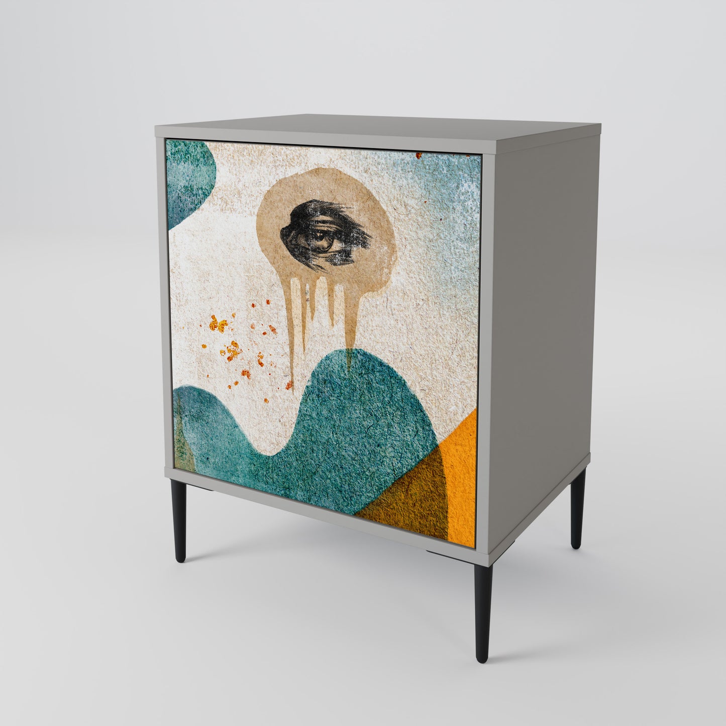 Credenza a 1 anta ABSTRACT FACES in finitura grigia