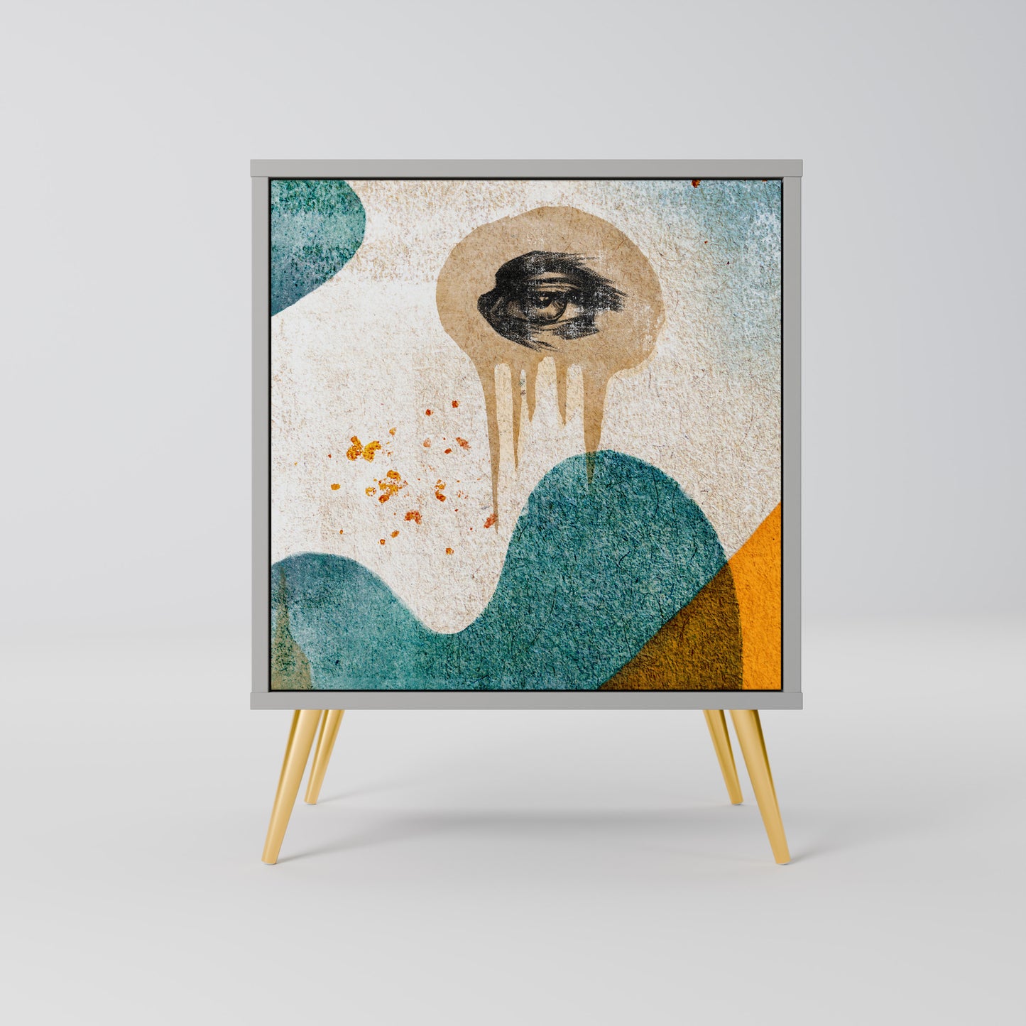 Credenza a 1 anta ABSTRACT FACES in finitura grigia