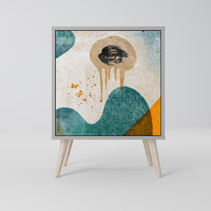 Credenza a 1 anta ABSTRACT FACES in finitura grigia