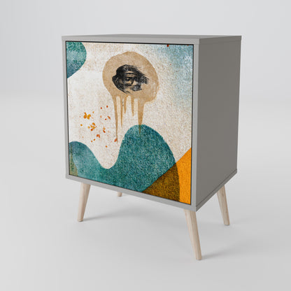 Credenza a 1 anta ABSTRACT FACES in finitura grigia