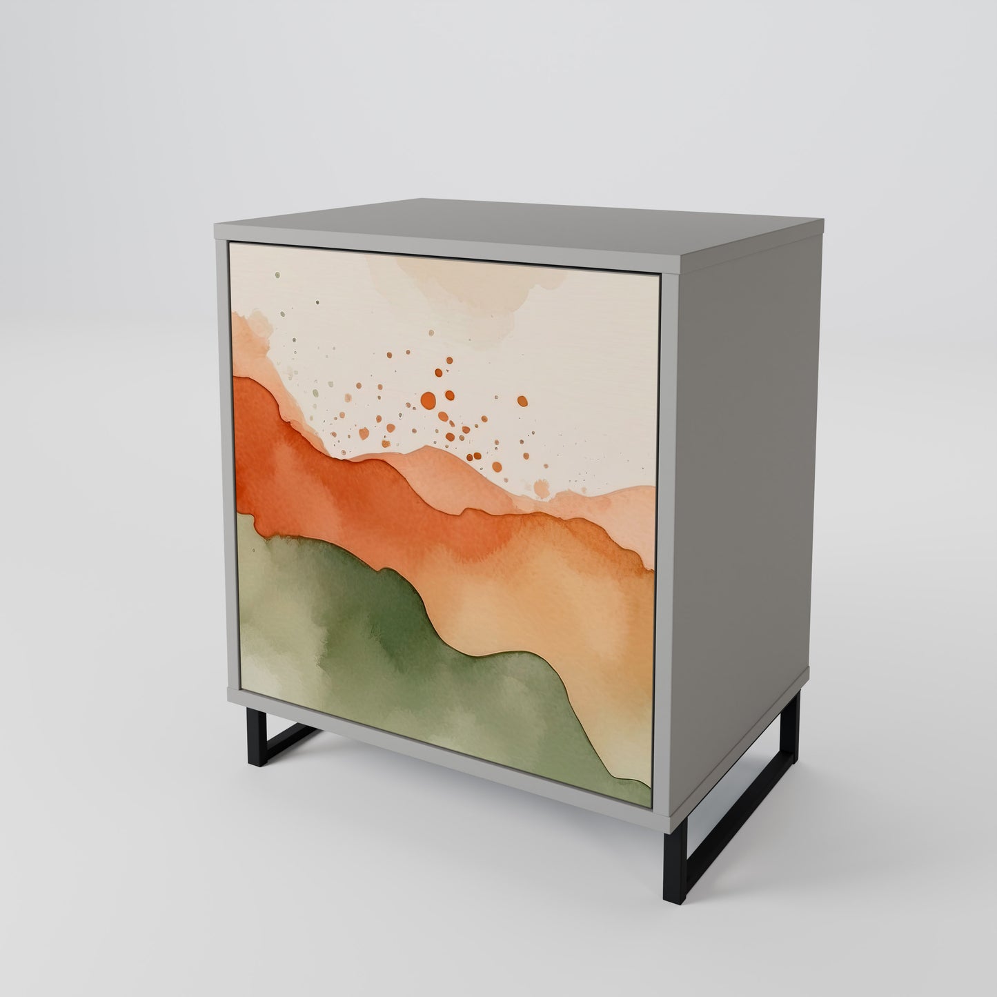 Credenza a 1 anta WATERCOLOUR PEAKS con finitura grigia