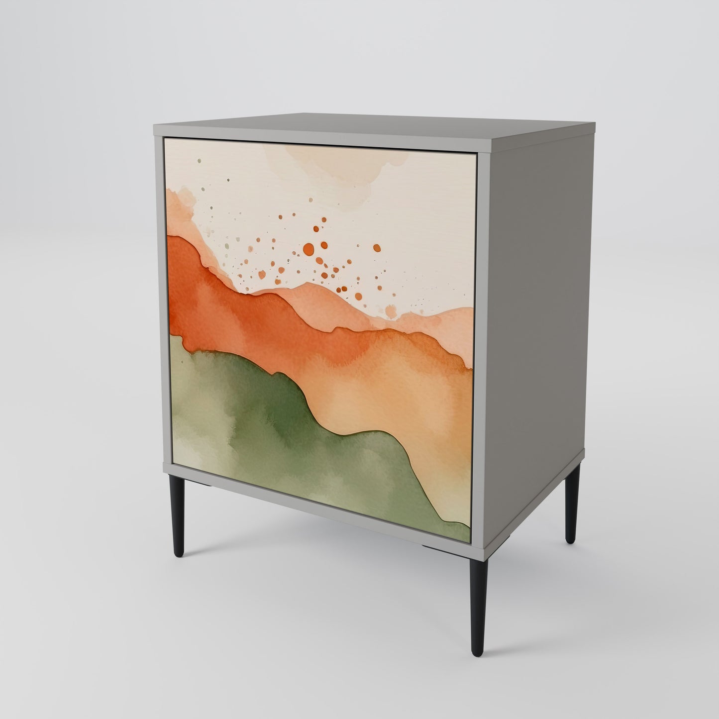 Credenza a 1 anta WATERCOLOUR PEAKS con finitura grigia