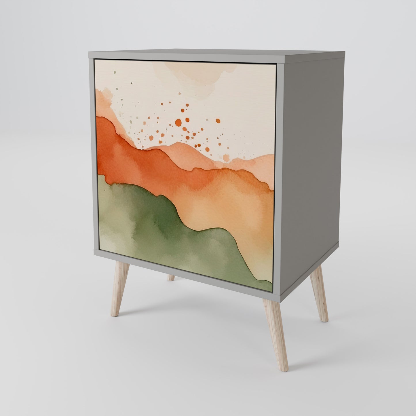 Credenza a 1 anta WATERCOLOUR PEAKS con finitura grigia