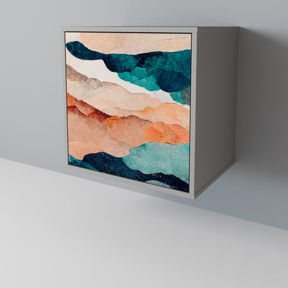 Credenza a 1 anta ABSTRACT LANDSCAPE in finitura grigia