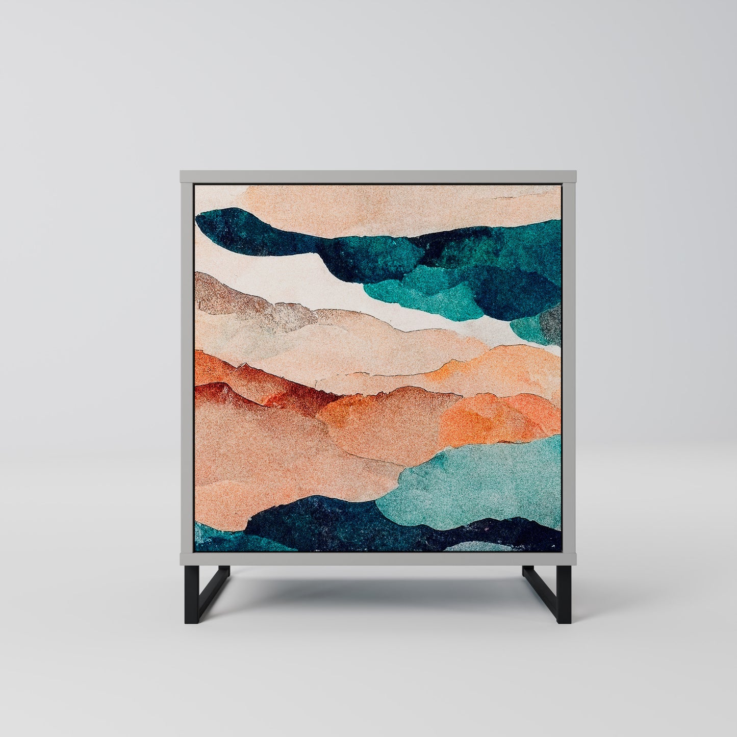 Credenza a 1 anta ABSTRACT LANDSCAPE in finitura grigia