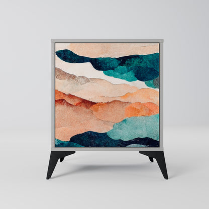 Credenza a 1 anta ABSTRACT LANDSCAPE in finitura grigia