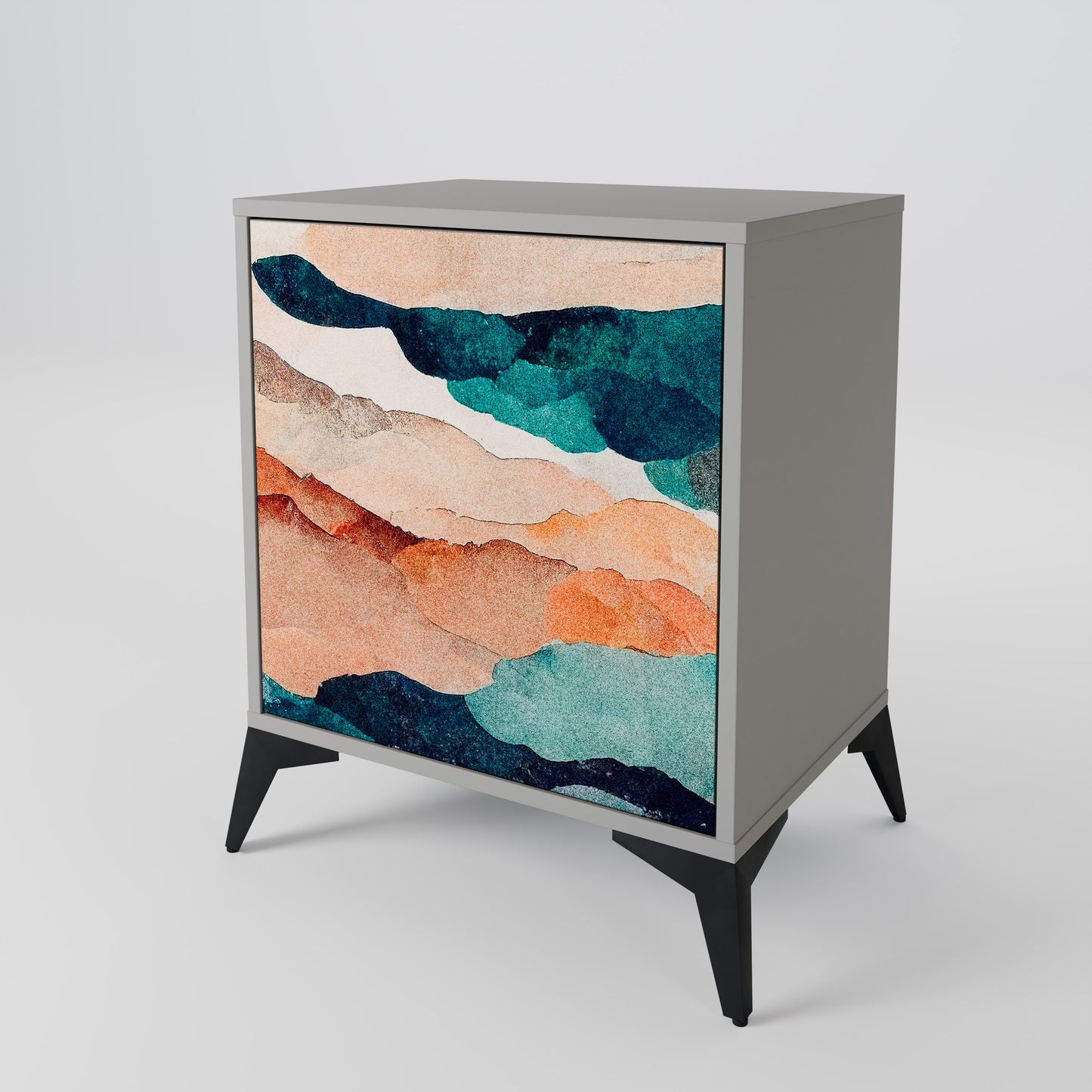 Credenza a 1 anta ABSTRACT LANDSCAPE in finitura grigia