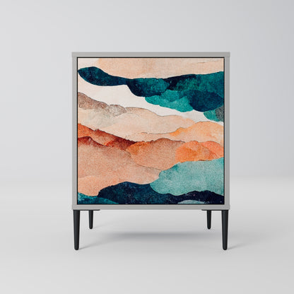Credenza a 1 anta ABSTRACT LANDSCAPE in finitura grigia