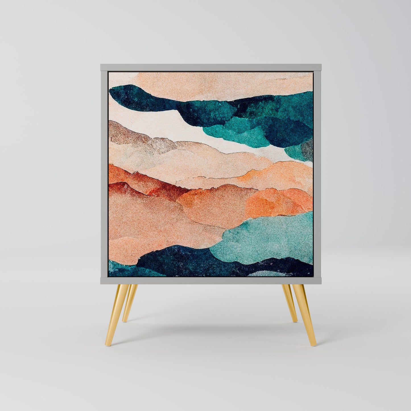 Credenza a 1 anta ABSTRACT LANDSCAPE in finitura grigia