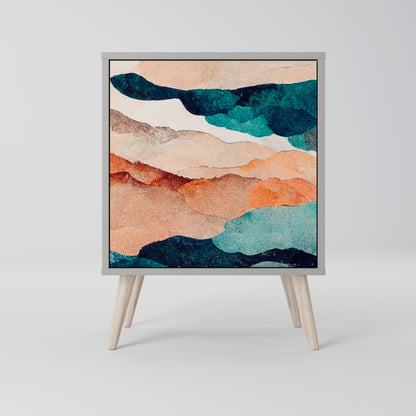 Credenza a 1 anta ABSTRACT LANDSCAPE in finitura grigia
