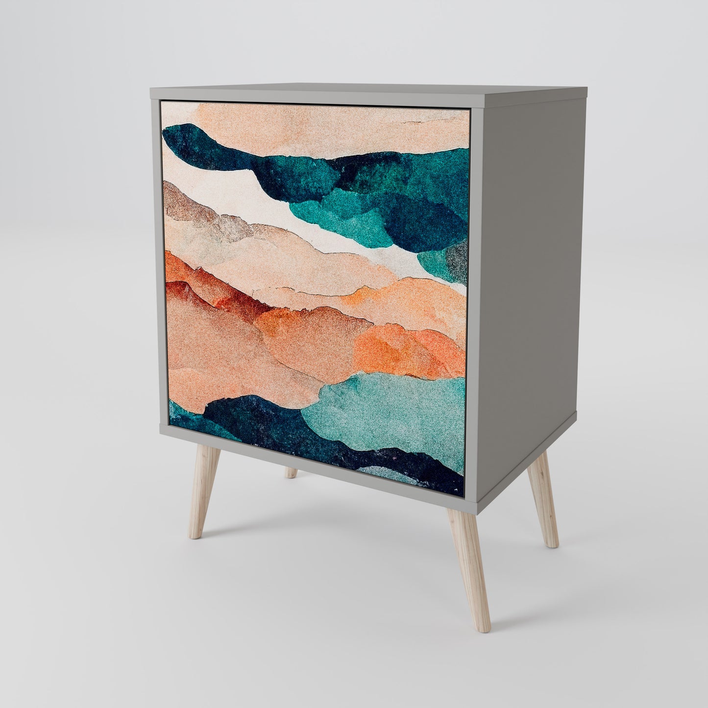 Credenza a 1 anta ABSTRACT LANDSCAPE in finitura grigia