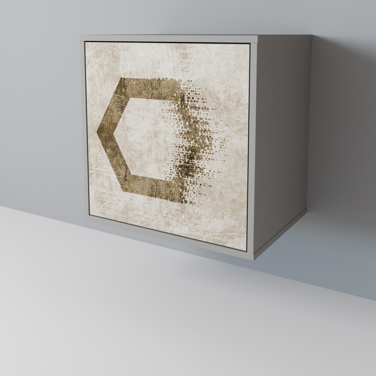 Credenza a 1 anta HEXAGONAL SHAPES in finitura grigia