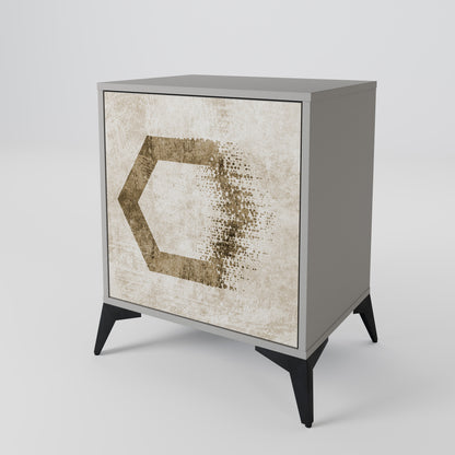 Credenza a 1 anta HEXAGONAL SHAPES in finitura grigia