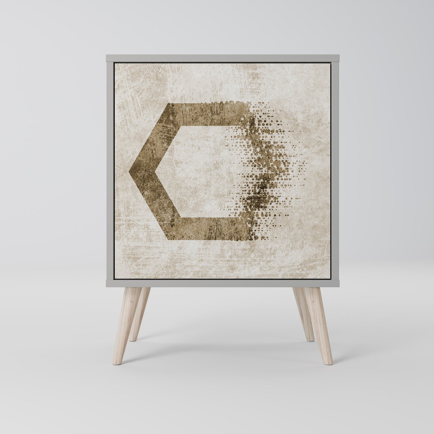 Credenza a 1 anta HEXAGONAL SHAPES in finitura grigia