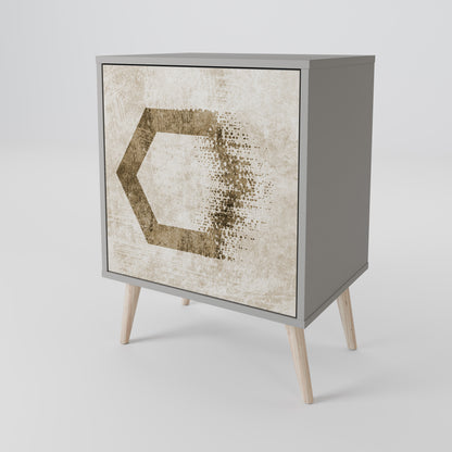Credenza a 1 anta HEXAGONAL SHAPES in finitura grigia