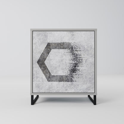 Credenza HEXAGONAL FIGURES a 1 anta in finitura grigia