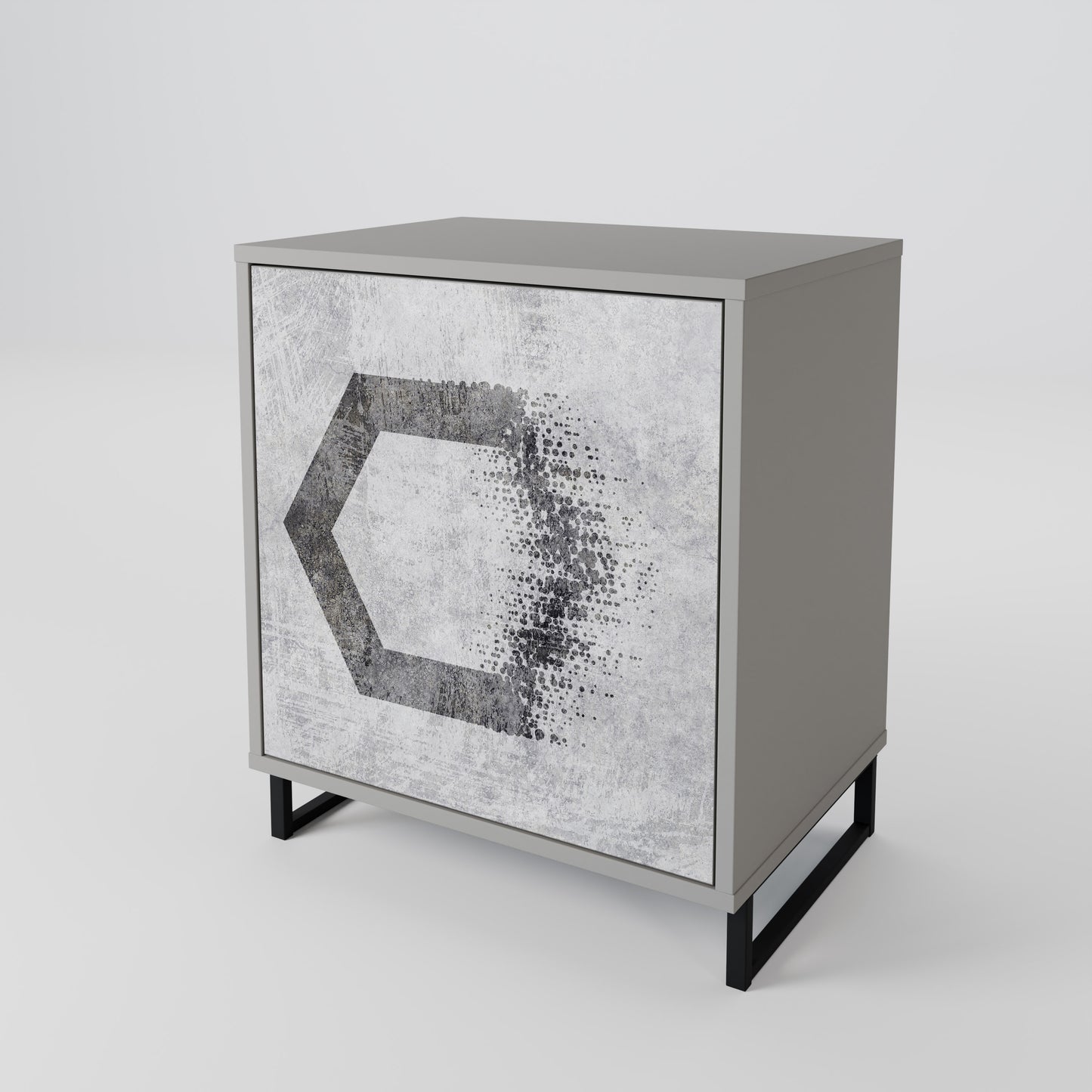 Credenza HEXAGONAL FIGURES a 1 anta in finitura grigia