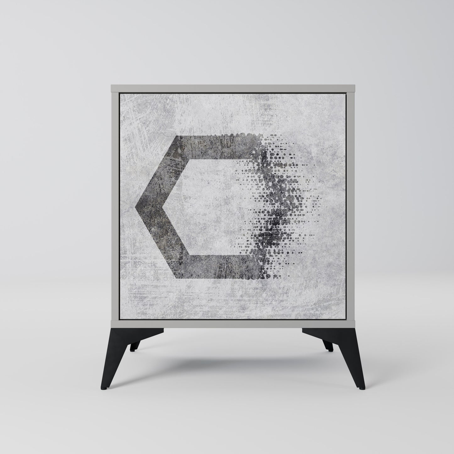 Credenza HEXAGONAL FIGURES a 1 anta in finitura grigia