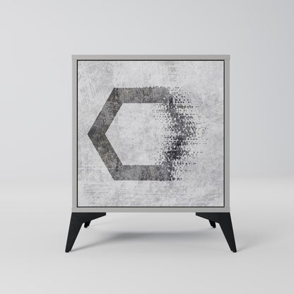 Credenza HEXAGONAL FIGURES a 1 anta in finitura grigia