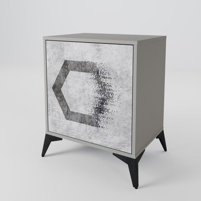 Credenza HEXAGONAL FIGURES a 1 anta in finitura grigia