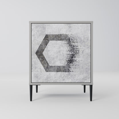 Credenza HEXAGONAL FIGURES a 1 anta in finitura grigia