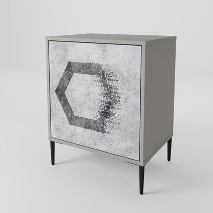 Credenza HEXAGONAL FIGURES a 1 anta in finitura grigia