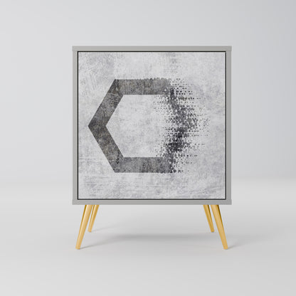 Credenza HEXAGONAL FIGURES a 1 anta in finitura grigia