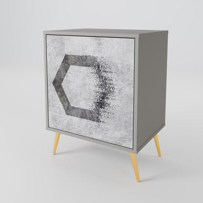 Credenza HEXAGONAL FIGURES a 1 anta in finitura grigia